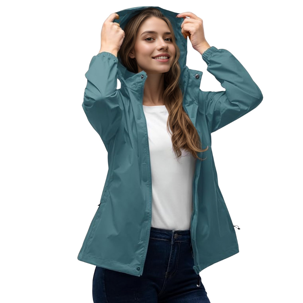 Women Waterproof Packable Rain Jacket with Hood for Travel