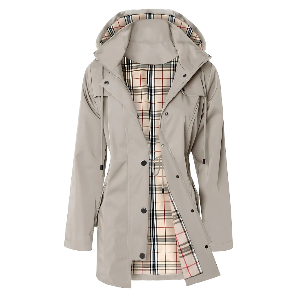 Women Long Hooded Rain Jacket