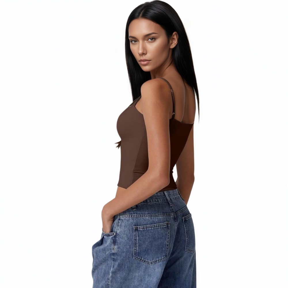 Double Lined Basic Tank Top Adjustable Spaghetti Straps Sleeveless