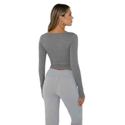 Womens Long Sleeve Shirts Crop Tops Fall Fashion