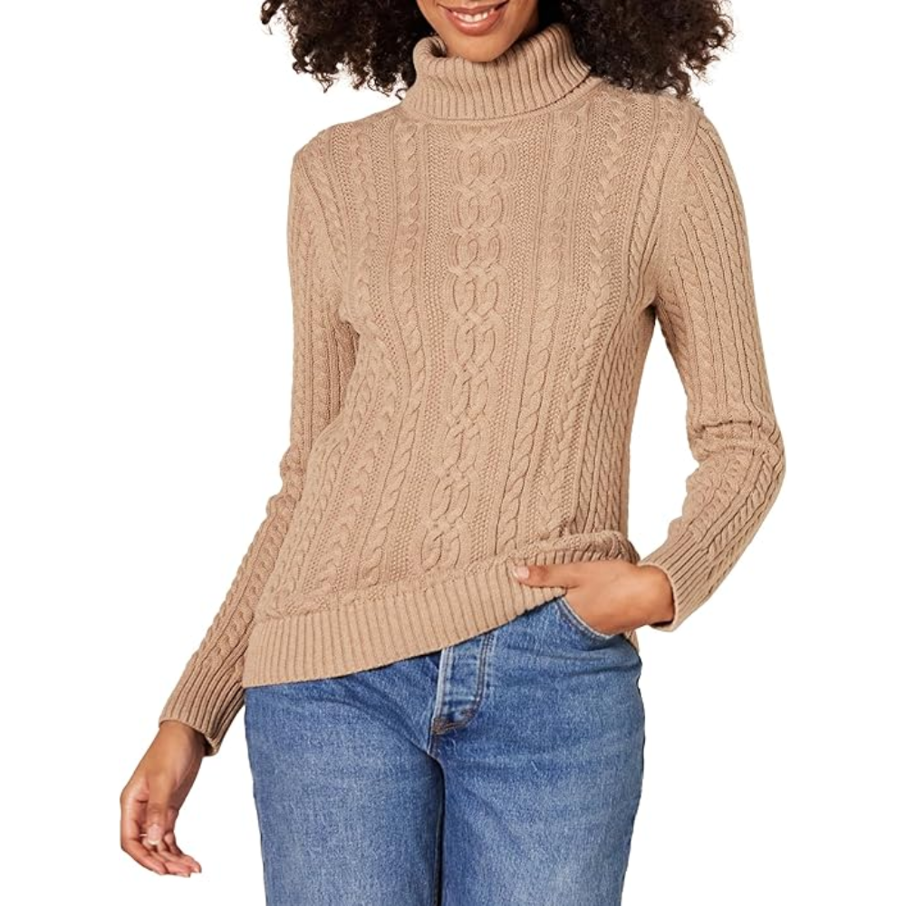 Women's Fisherman Cable Turtleneck Sweater