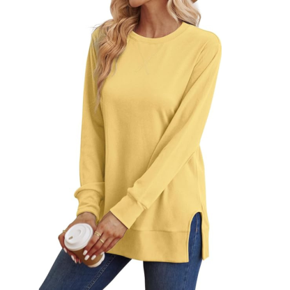 Side Split Long Sleeve Sweatshirt For Women