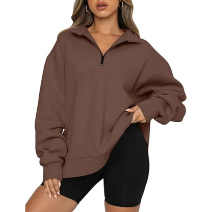 Women's Oversized Half Zip Fleece Sweatshirts
