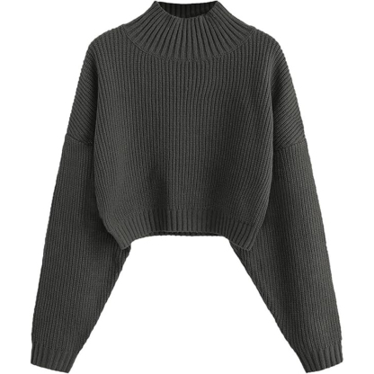 Women Cropped Turtle Sweater
