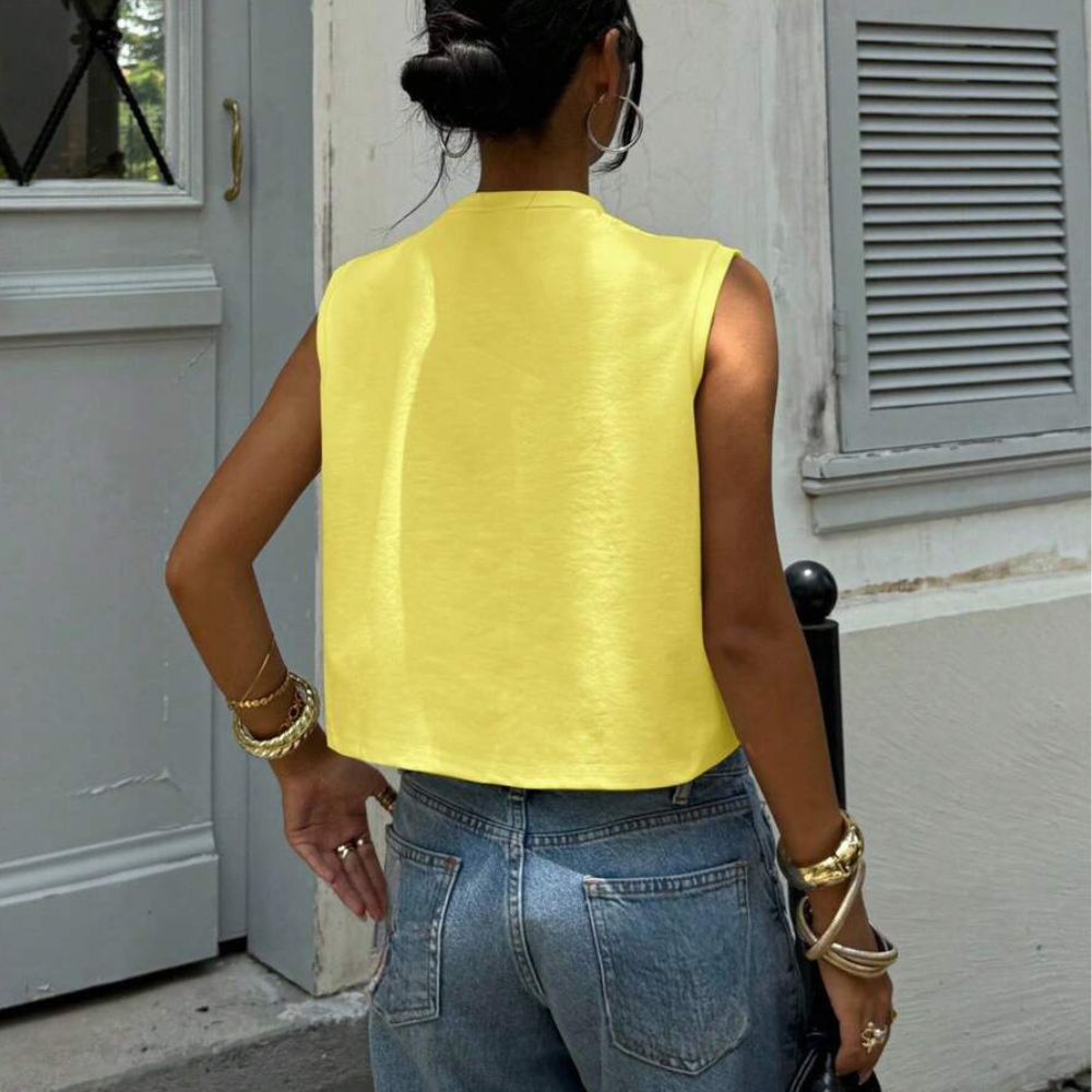 Casual Round Neck Cropped Tank Top