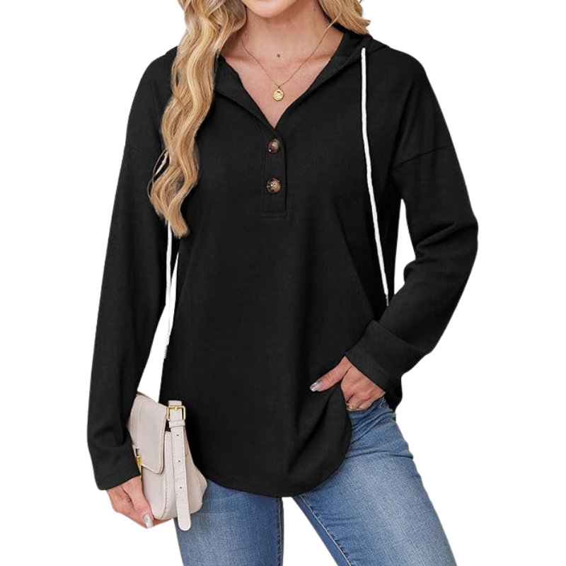 Womens Tops V Neck Button Sweatshirt For Women Pullover Long Sleeve