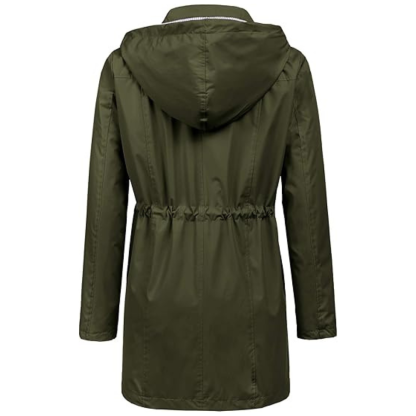 Waterproof Long Hooded Trench Coat Lined Windbreaker Travel Jacket