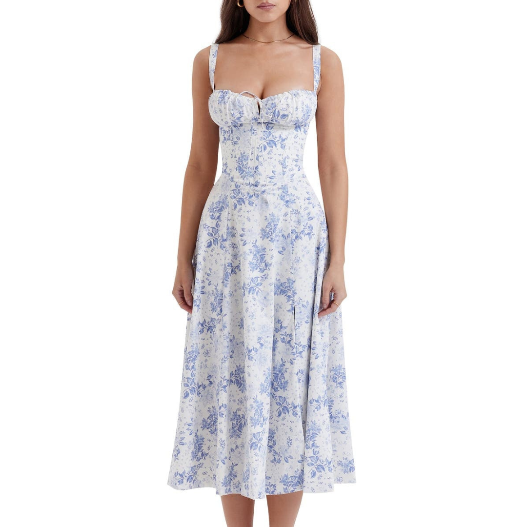 Floral Bustier Midriff Waist Shaper Dress