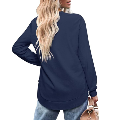 Sweatshirt Crewneck Long Sleeve Shirts High Low Tops Curved Hem For Womens