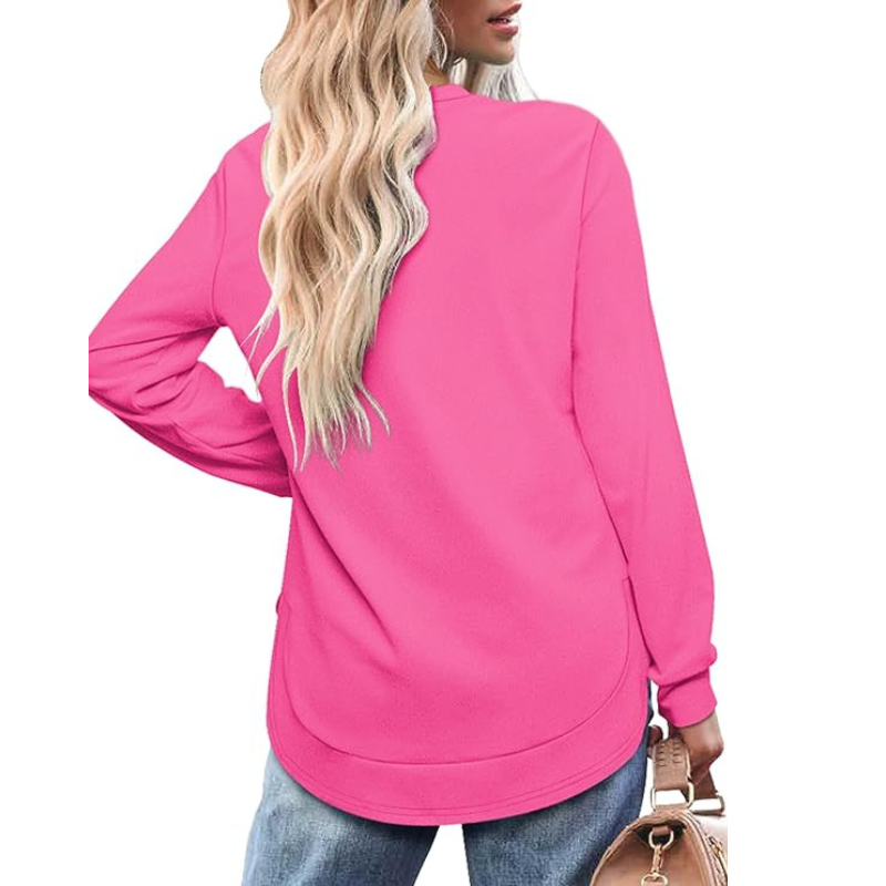 Sweatshirt Crewneck Long Sleeve Shirts High Low Tops Curved Hem For Womens