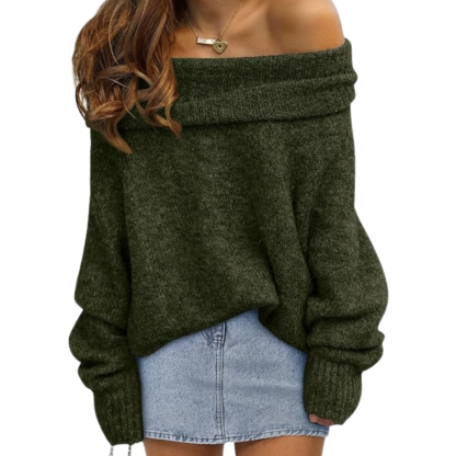 Womens Off The Shoulder Sweater Oversized Batwing Sleeve Loose Pullover Sweaters Tops