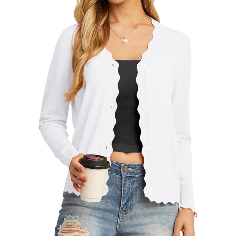 Womens Long Sleeve V Neck Button Down Cardigan Knit Shrugs Sweater