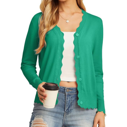 Womens Long Sleeve V Neck Button Down Cardigan Knit Shrugs Sweater