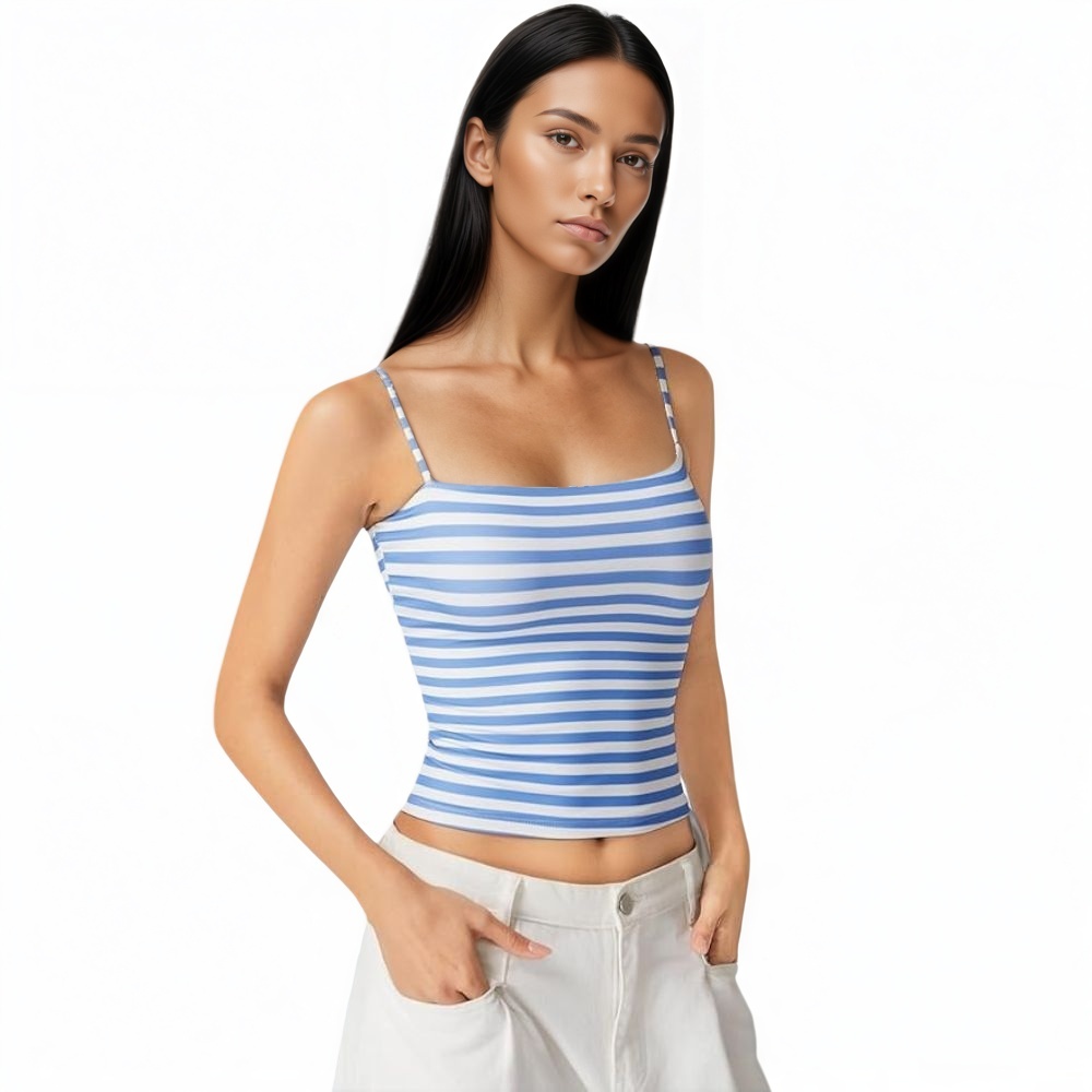 Double Lined Basic Tank Top Adjustable Spaghetti Straps Sleeveless