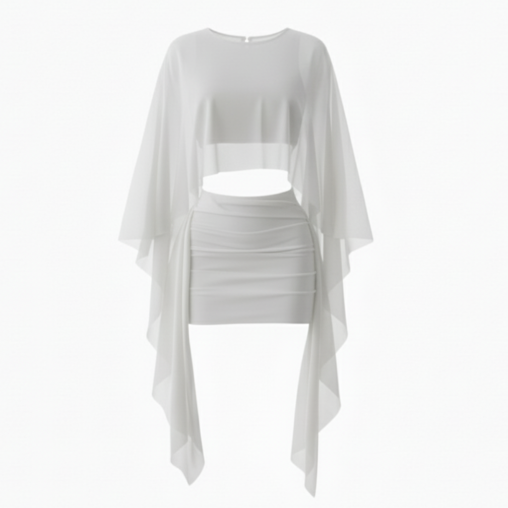 Elegant Mesh Cape Mini Outfit