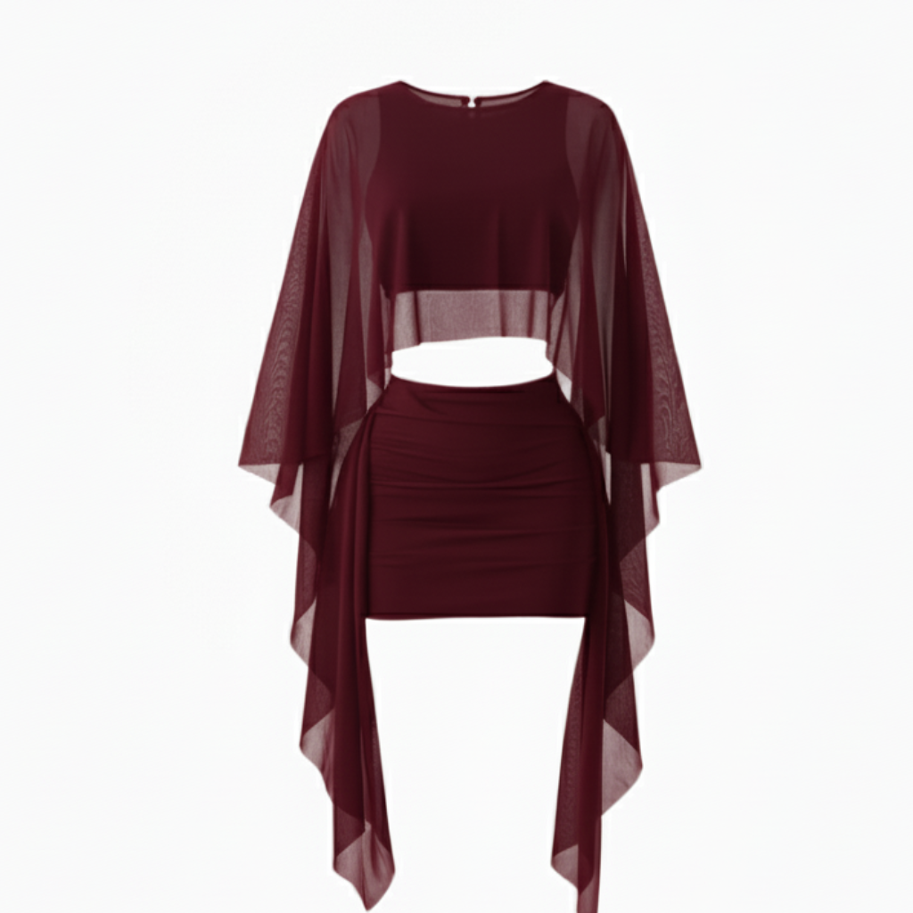 Elegant Mesh Cape Mini Outfit