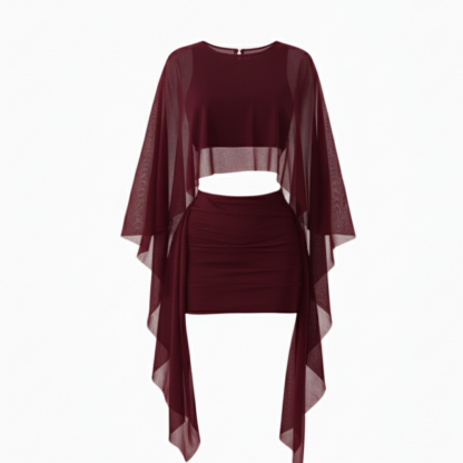 Elegant Mesh Cape Mini Outfit
