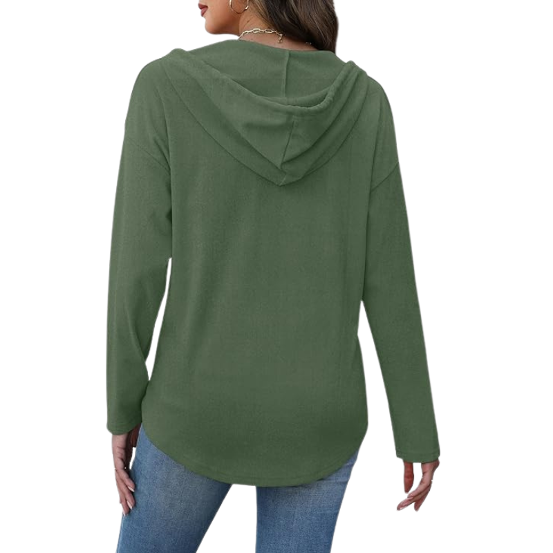 Womens Tops V Neck Button Sweatshirt For Women Pullover Long Sleeve