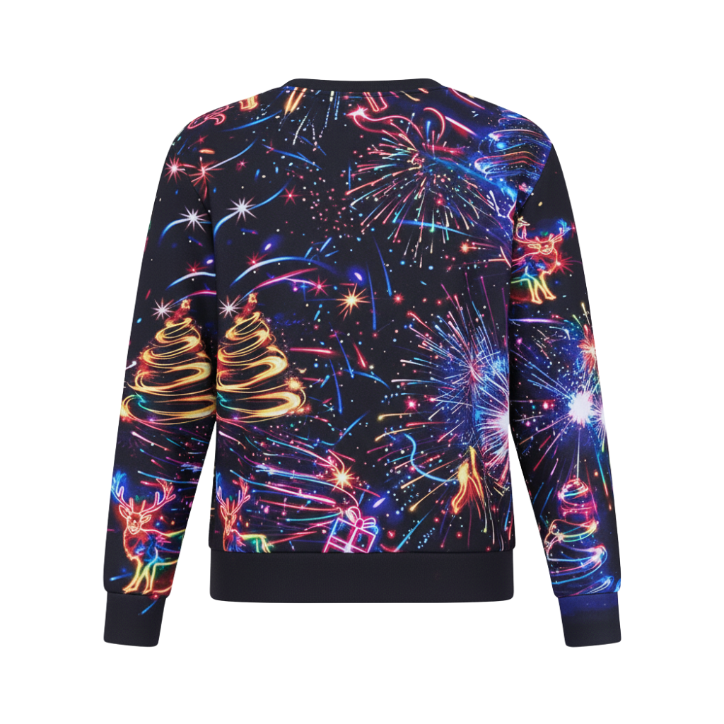Long Sleeve Graphic Print Ugly Christmas Sweater