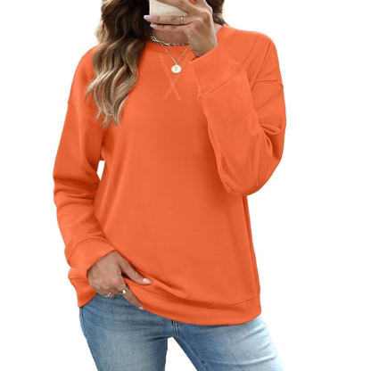 Womens Crew Neck Sweatshirt Loose Pullover Long Sleeve Shirts
