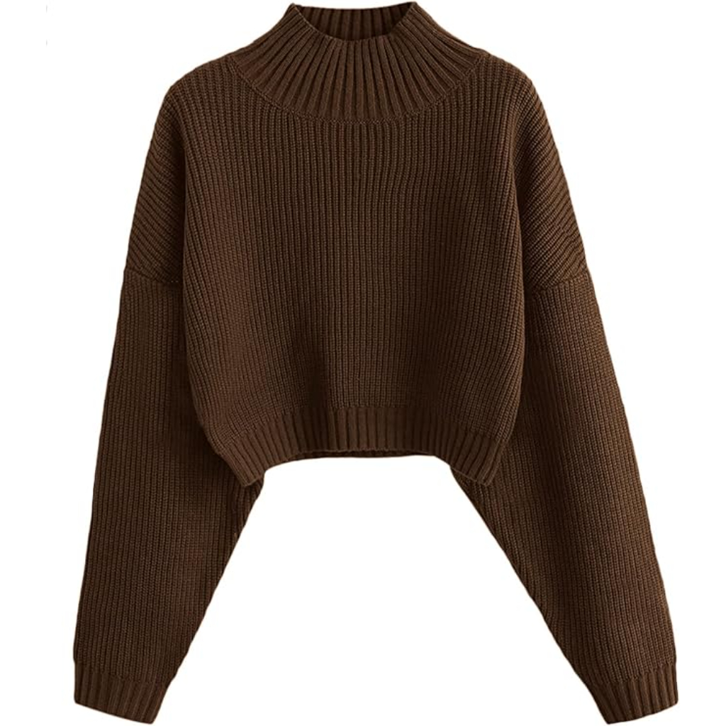 Women Cropped Turtle Sweater