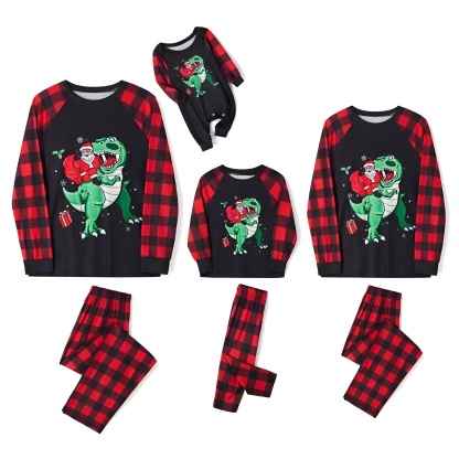 Cozy Christmas Dinosaur Santa Family Matching Pajama Sets