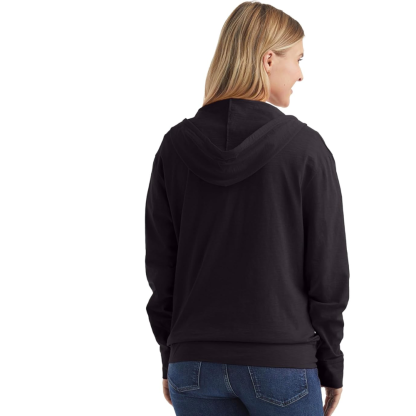 Women Slub Hoodie Textured Cotton Zip Up T-Shirt