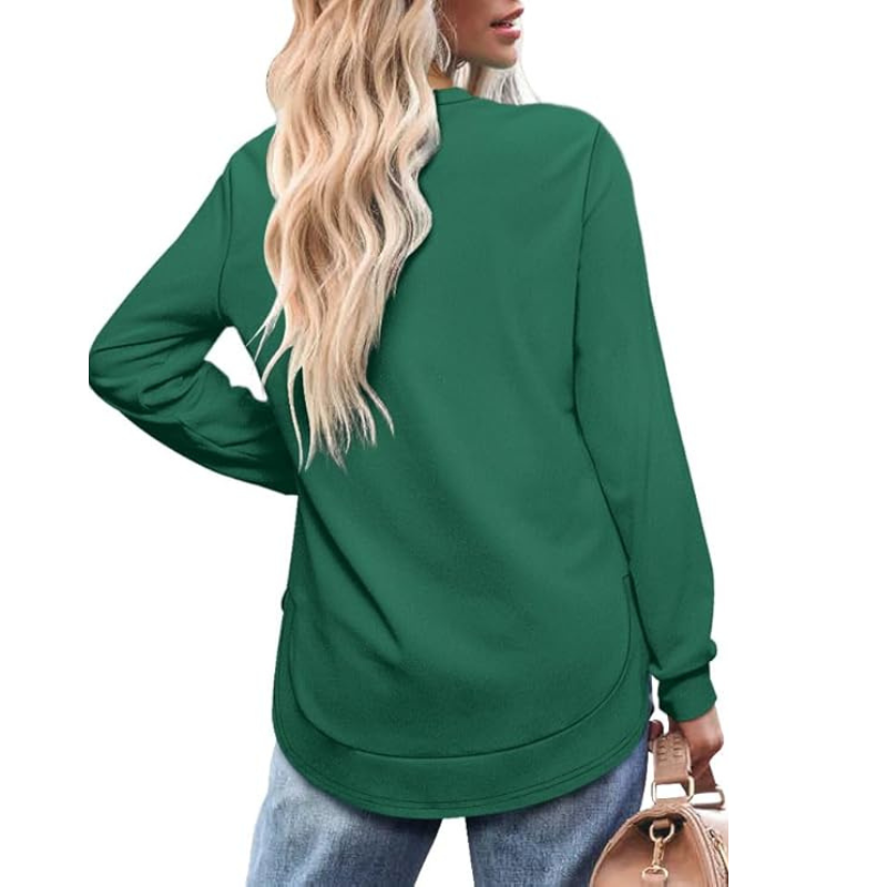 Sweatshirt Crewneck Long Sleeve Shirts High Low Tops Curved Hem For Womens