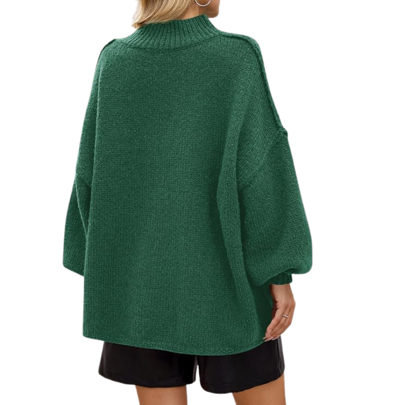 Womens Oversized Sweaters Mock Neck Batwing Long Sleeve
