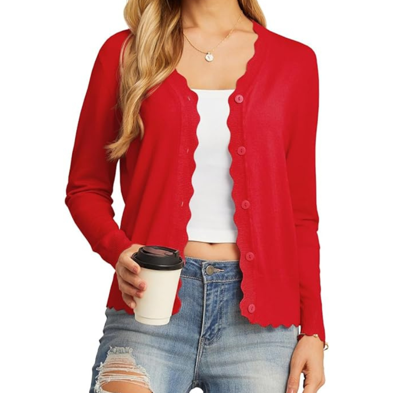 Womens Long Sleeve V Neck Button Down Cardigan Knit Shrugs Sweater