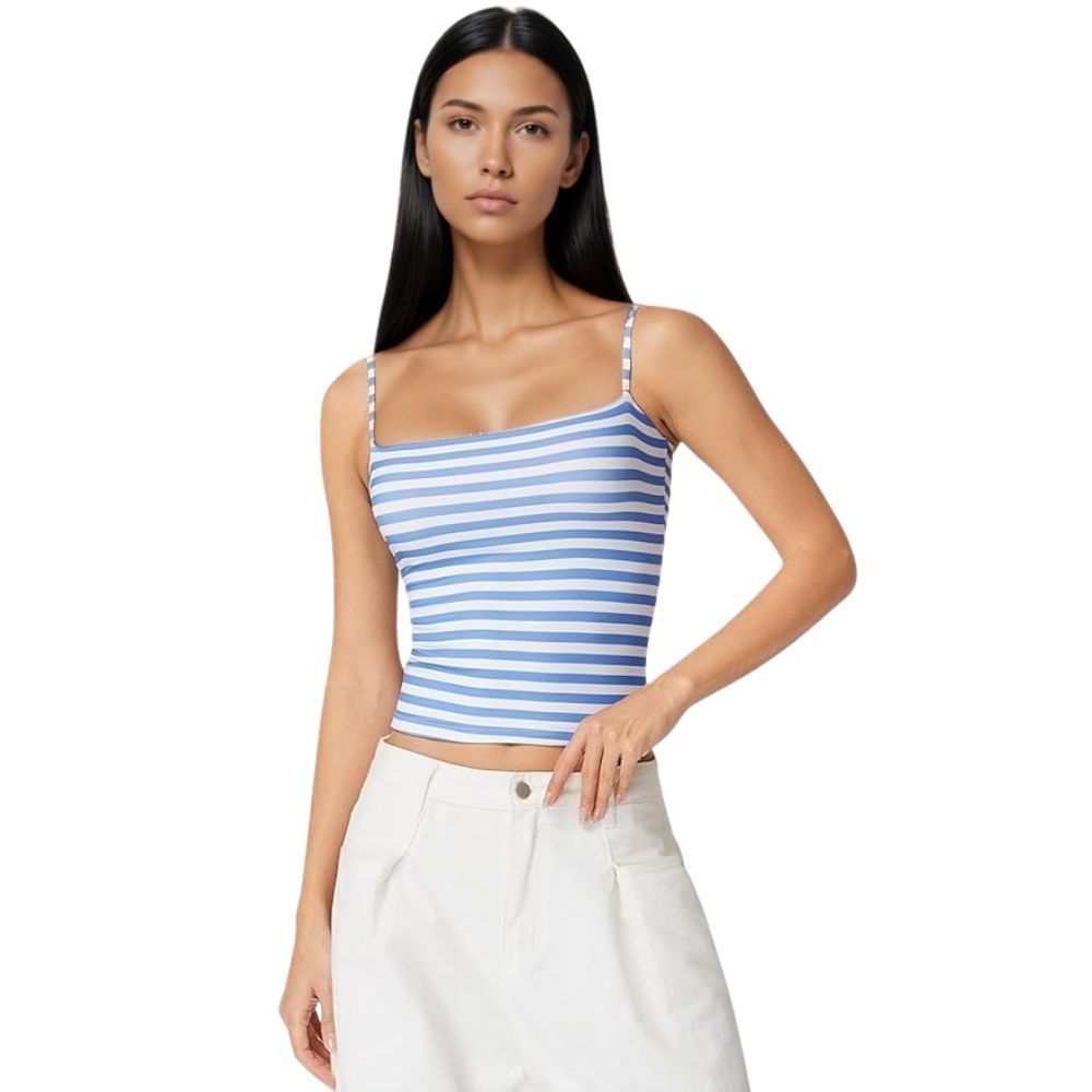 Double Lined Basic Tank Top Adjustable Spaghetti Straps Sleeveless