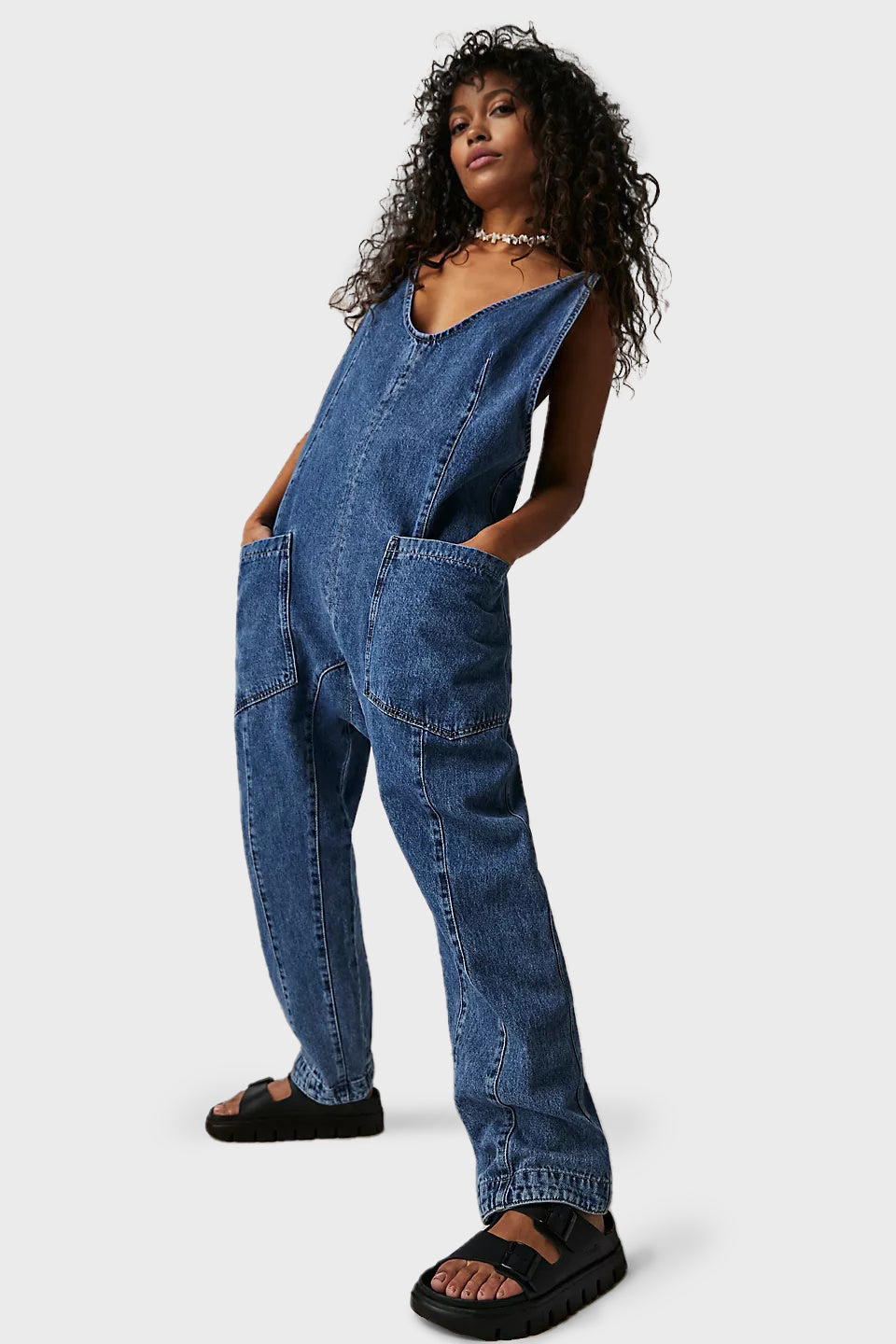 Denim Jumpsuit With Pockets