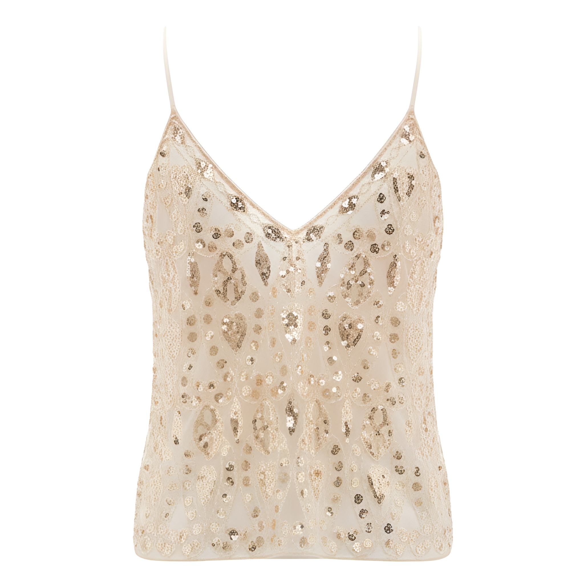 Handcrafted Beaded Mesh Sequin Camisole For Women