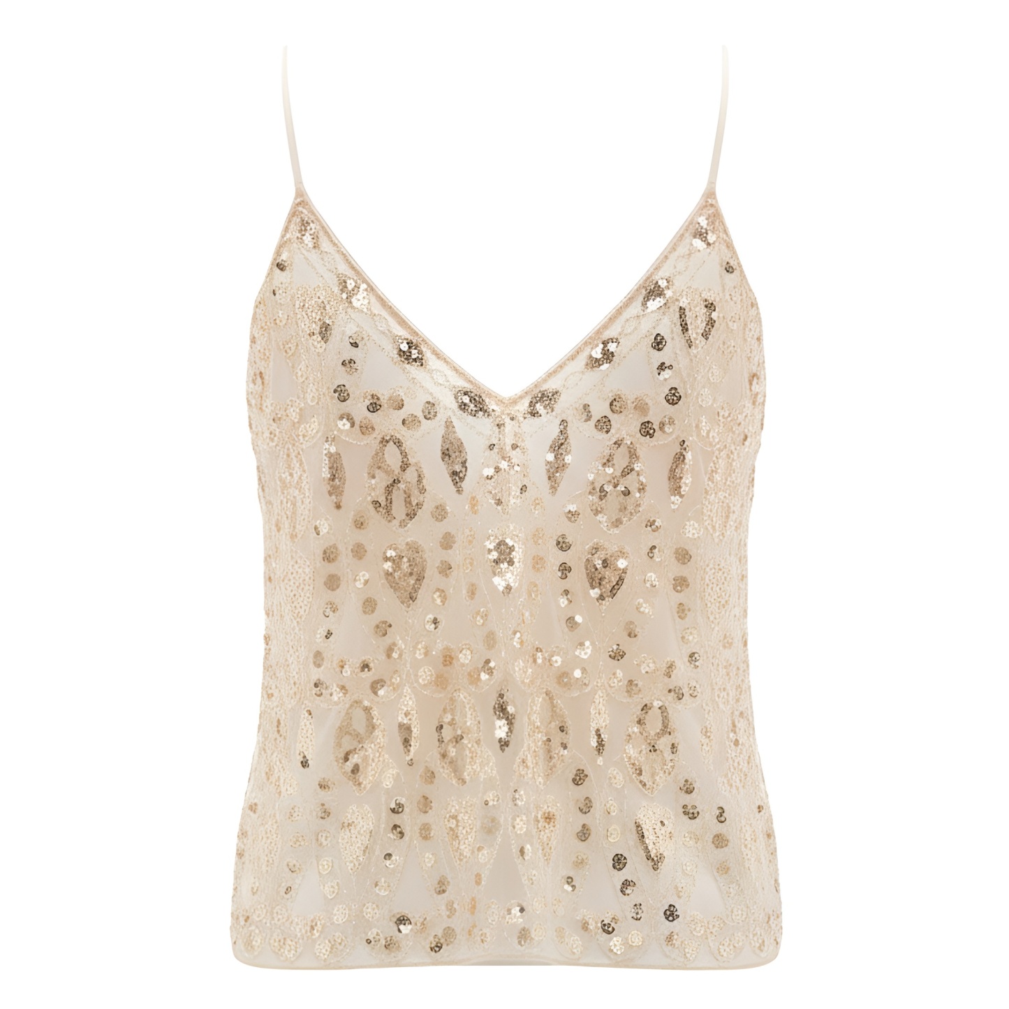 Handcrafted Beaded Mesh Sequin Camisole For Women