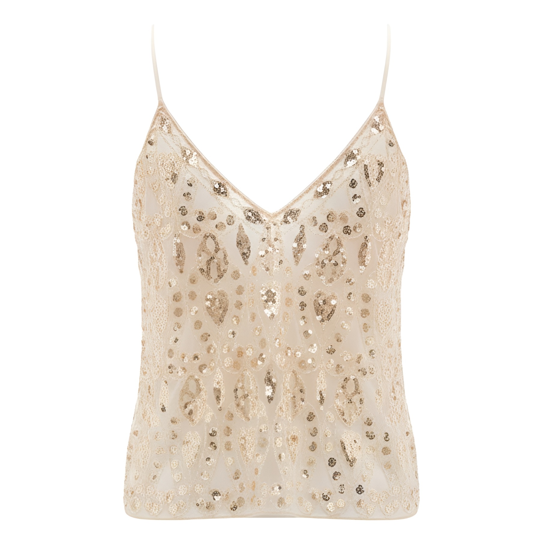 Handcrafted Beaded Mesh Sequin Camisole For Women