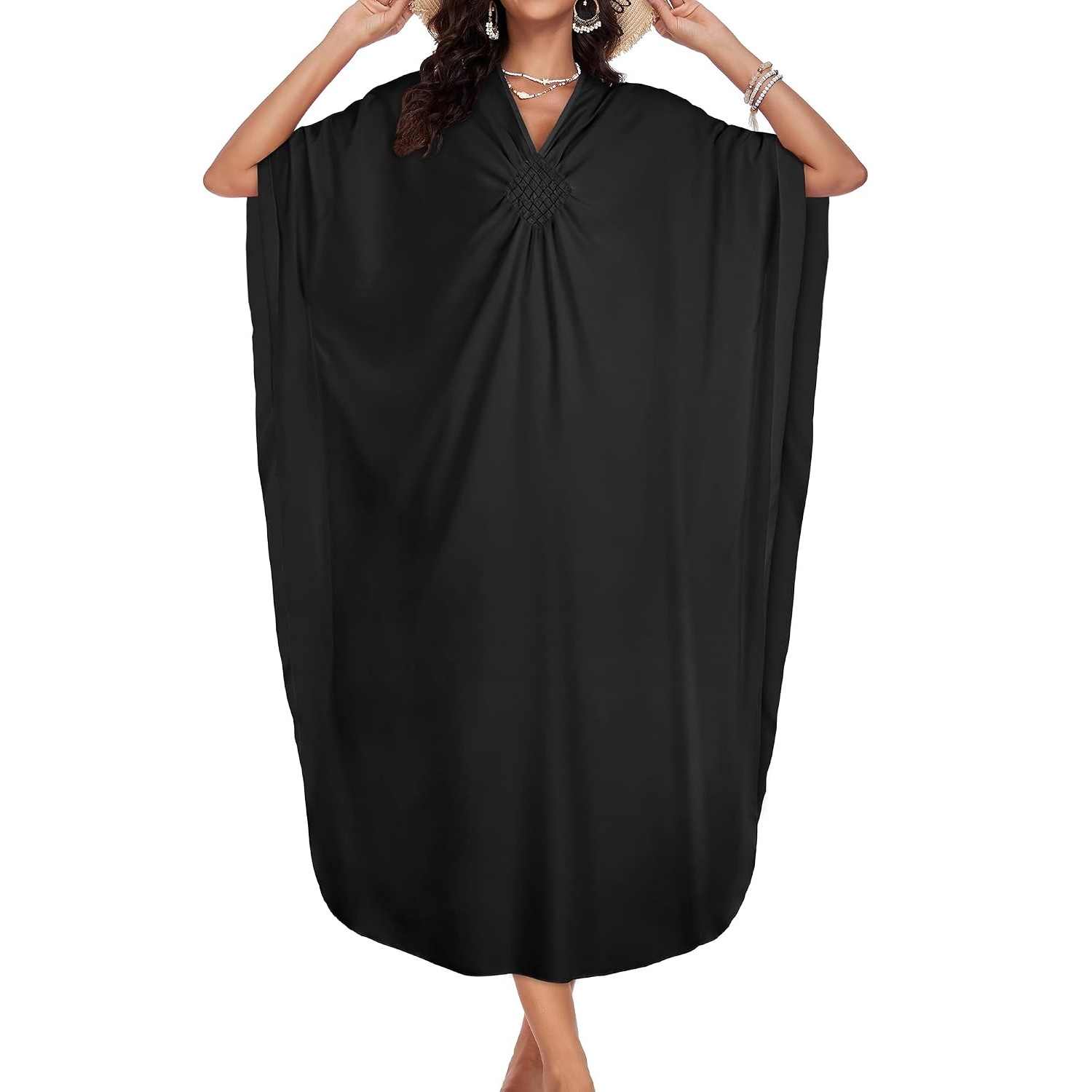 Flowy Smocked Front Kaftan Maxi Dress for Women