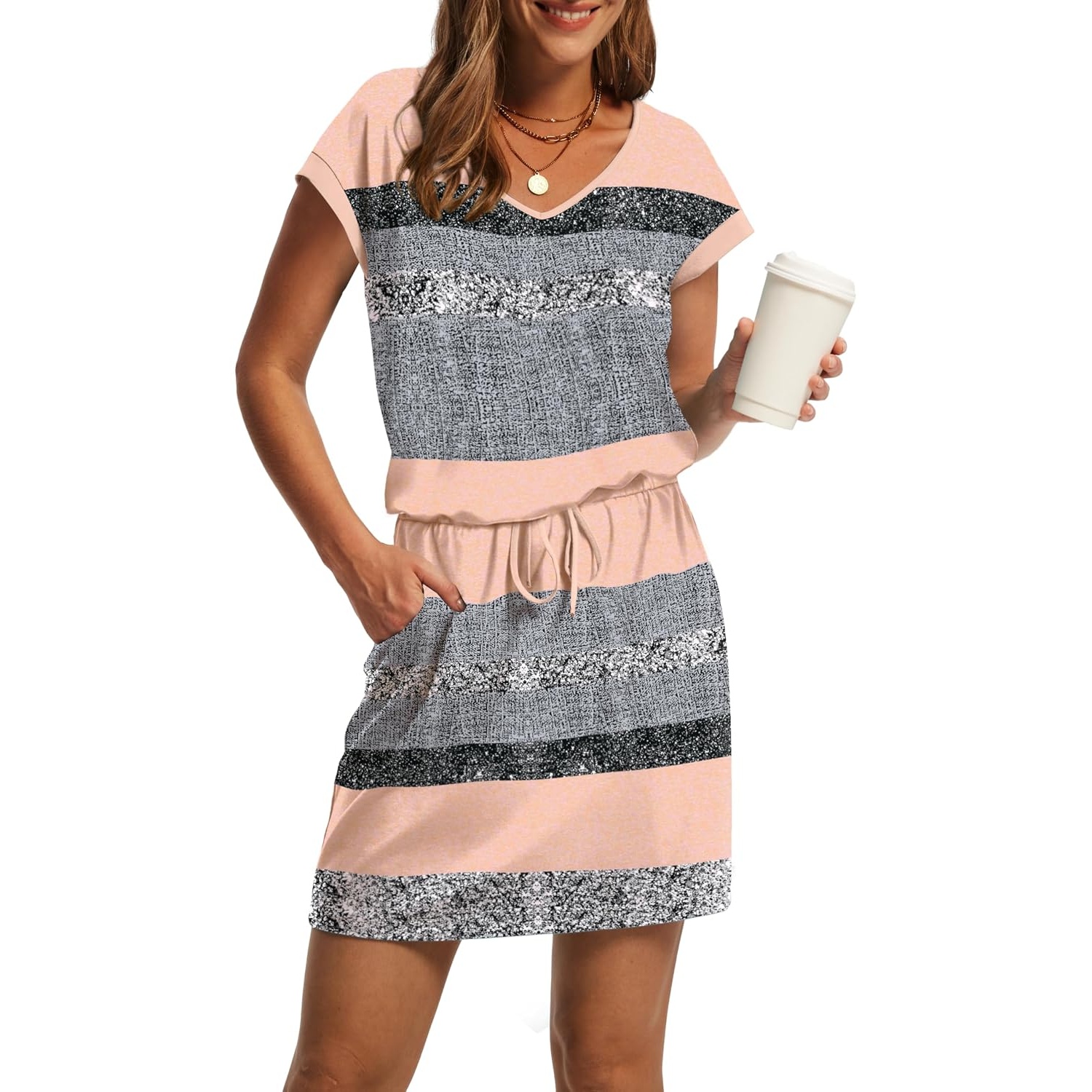 Casual Mini Summer Dress With Pocket For Women