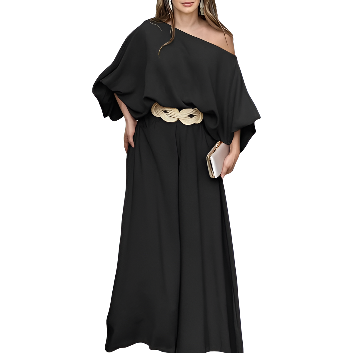 Two Piece Set With Flowy Pants And Top For Women