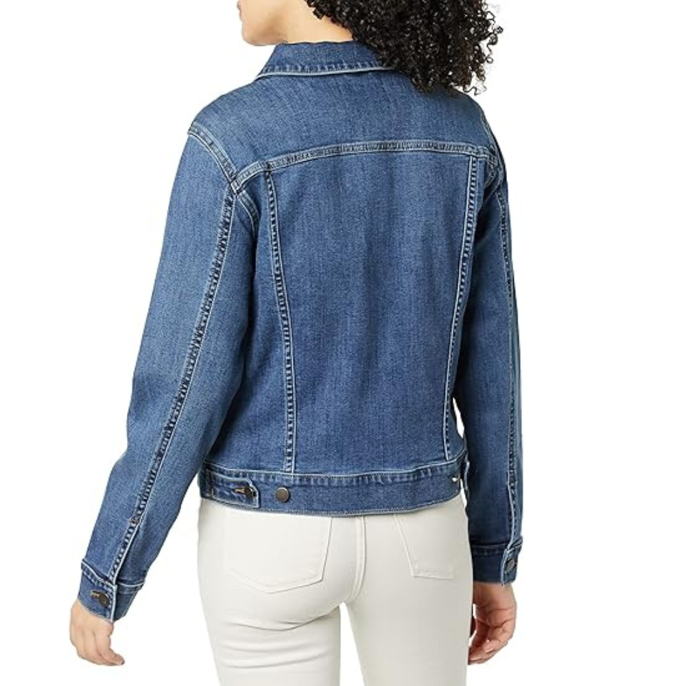 Women Classic Front Button with Pockets Denim Jacket
