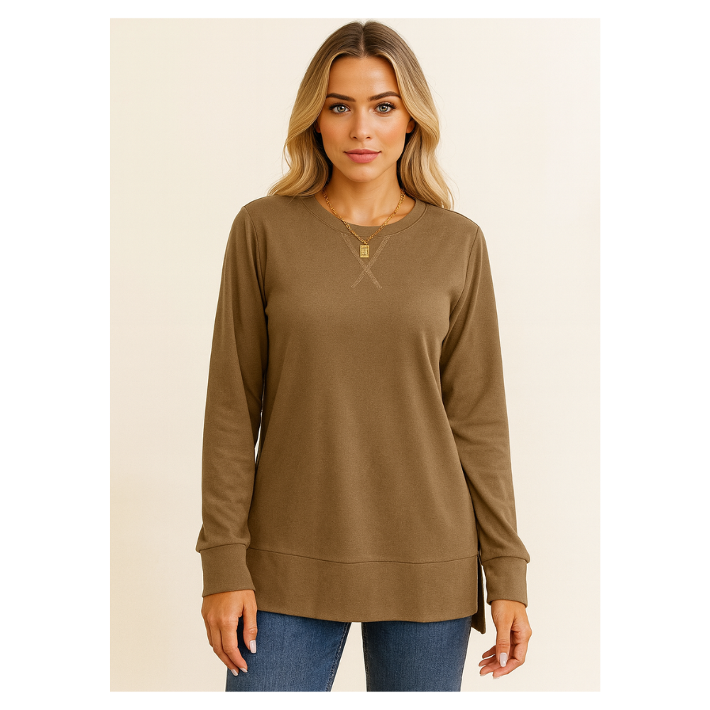 Long Sleeve Side Split Sweatshirt