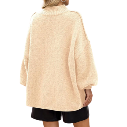 Womens Oversized Sweaters Mock Neck Batwing Long Sleeve