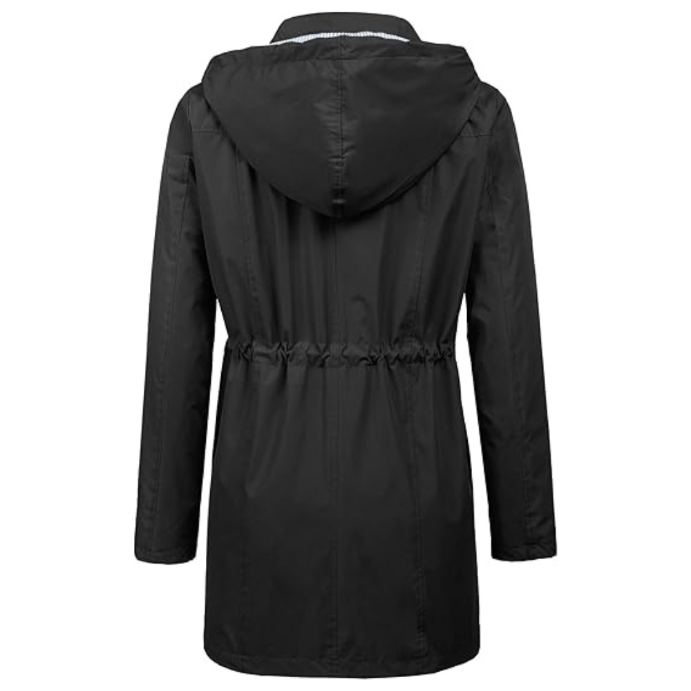 Waterproof Long Hooded Trench Coat Lined Windbreaker Travel Jacket