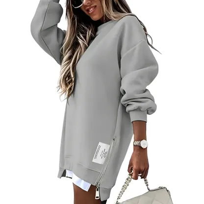 Oversized Sweatshirt With Zipper Slit For Women
