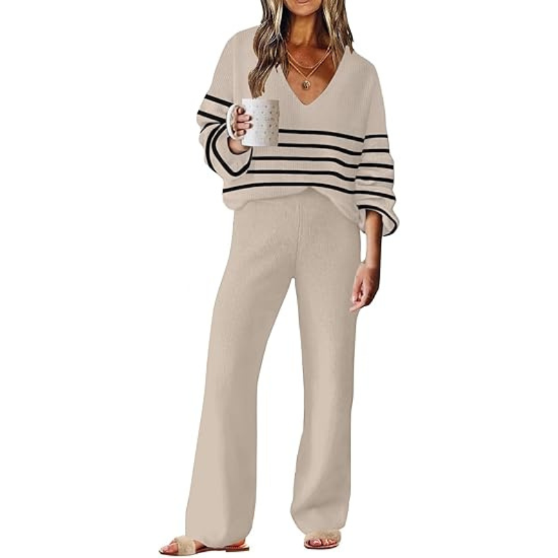 Two Piece Lounge Sets For Women With Knit Sweater Top And And Matching Pants