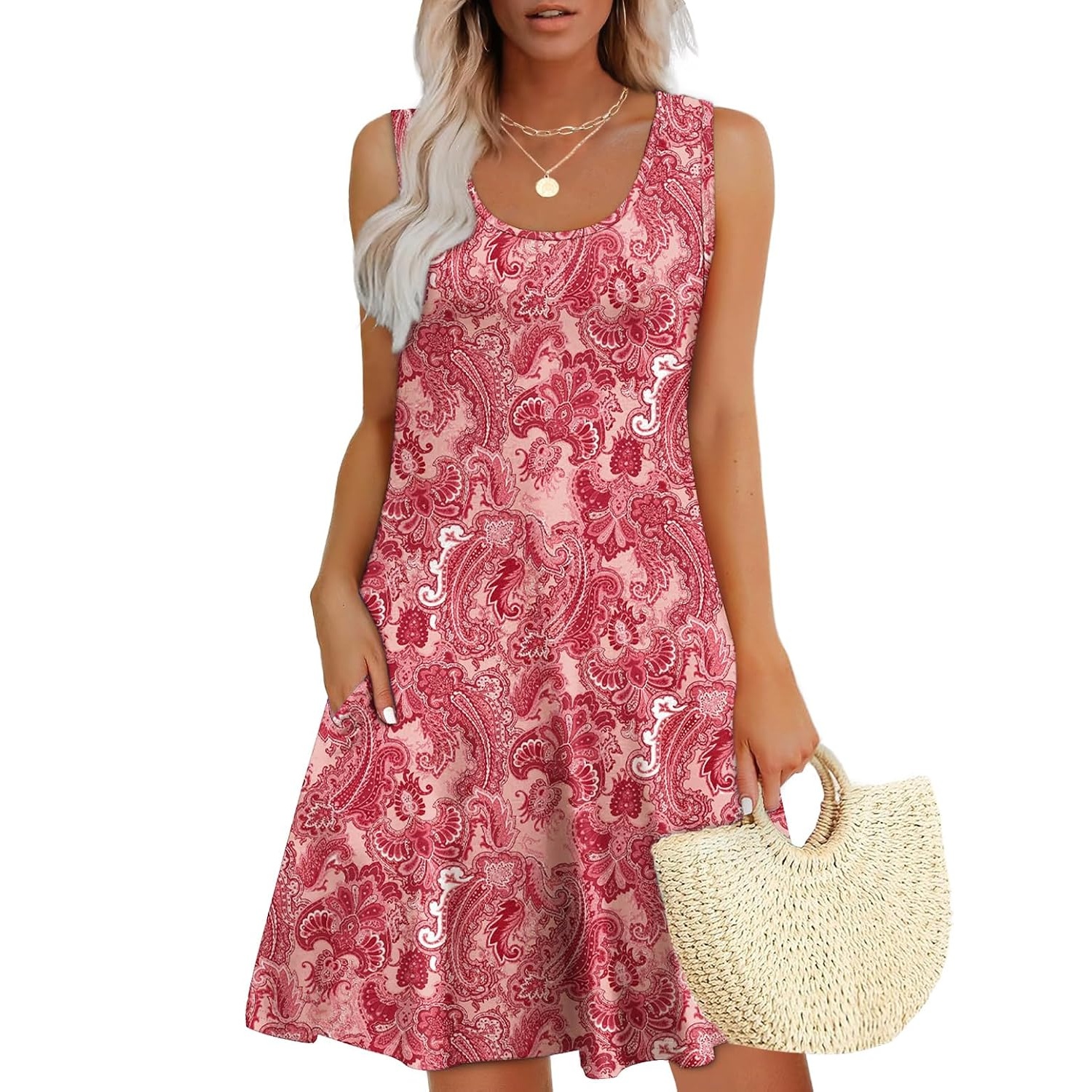 Casual Sleeveless Summer Dress With Pockets For Women