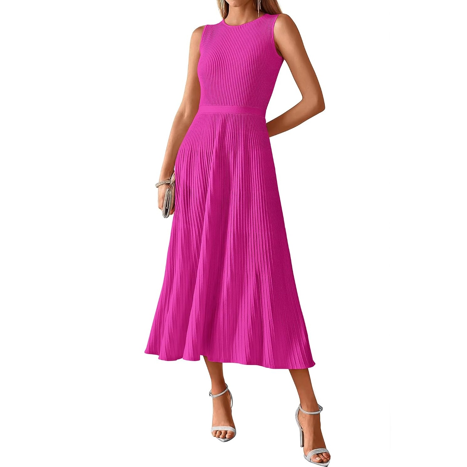 Casual Midi Sleeveless Pleated Dress For Women