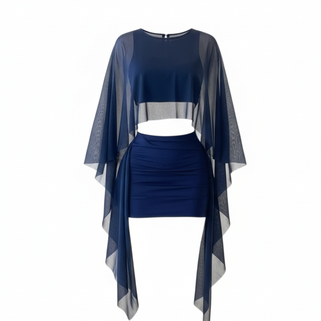 Elegant Mesh Cape Mini Outfit
