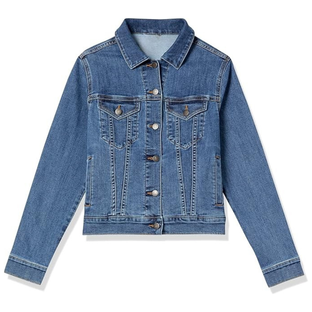 Women Classic Front Button with Pockets Denim Jacket