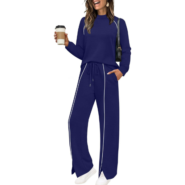 Lounge Sets for Women 2 Piece Fall Outfits 2025 Wide Leg Pant Matching Sets Womens Clothing