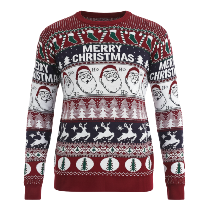 Ugly Christmas Sweater With Santa Design Print